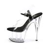 Pleaser - ADORE708 Sandale à bride à la cheville, Pole dance chaussures - Chaussures de pole dance - Transparent/Noir Product image